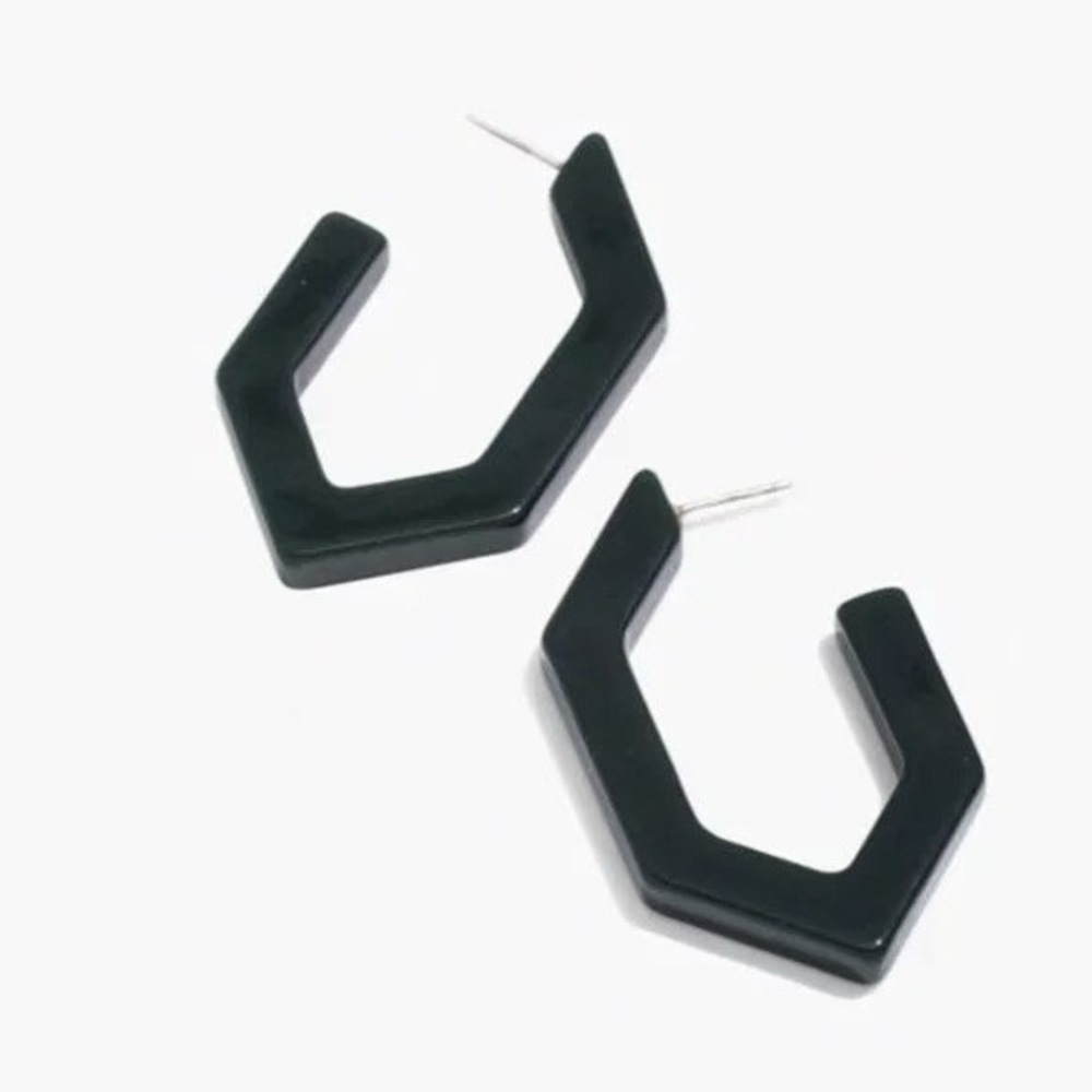 Madewell Geometric Resin Hoop earrings in deep green